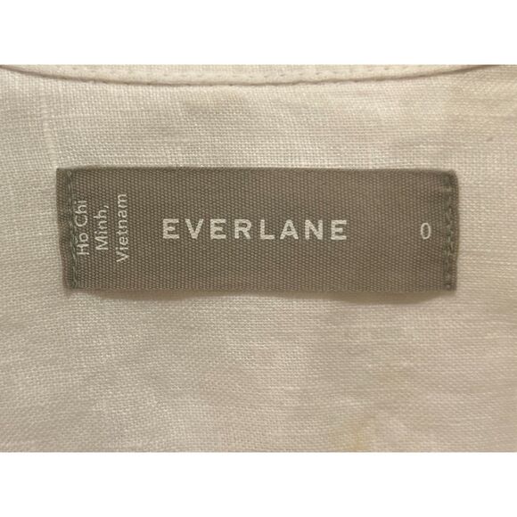 EVERLANE White 100% Linen Long Sleeve Button Up Shirt Top  Women's Size 0 - Picture 4 of 10